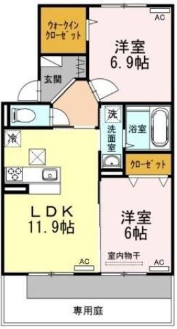 アムール21 E棟(2LDK/1階)の間取り写真