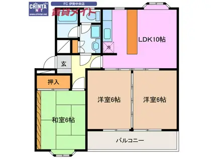 徳川台ロイヤルマンション(3LDK/1階)の間取り写真