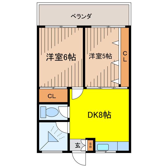 メープル(2DK/3階)の間取り写真