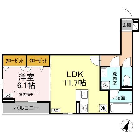 エスペリア新百合ヶ丘(1LDK/2階)の間取り写真