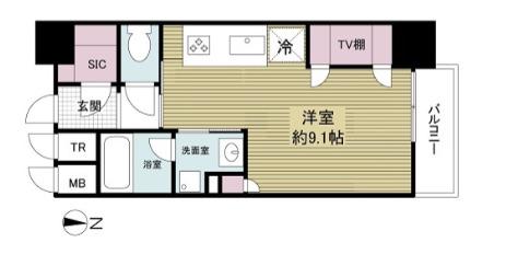 KDX堺筋本町レジデンス(ワンルーム/7階)の間取り写真