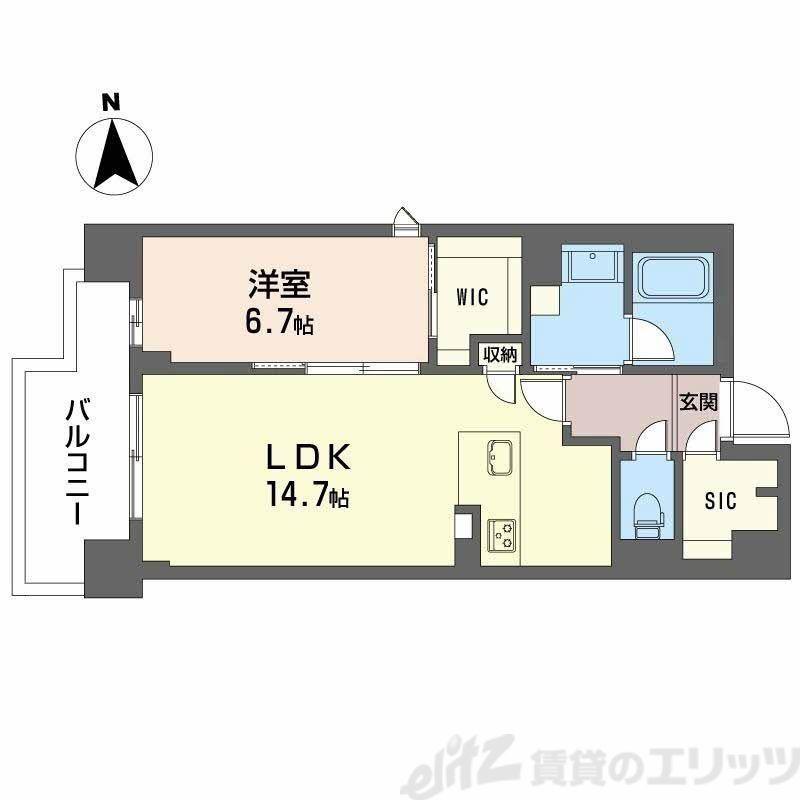 グラン セレニオ 江坂(1LDK/7階)の間取り写真