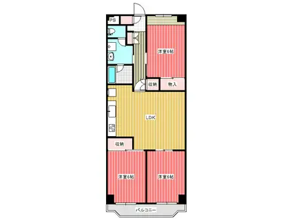 芝園ハイツ2号棟(3LDK/3階)の間取り写真