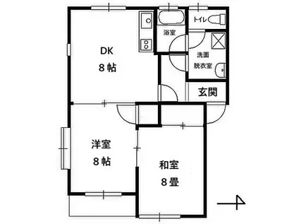 ウエストハイツ3(2DK/1階)の間取り写真