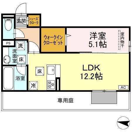 HABITAT YOSHINO(1LDK/1階)の間取り写真