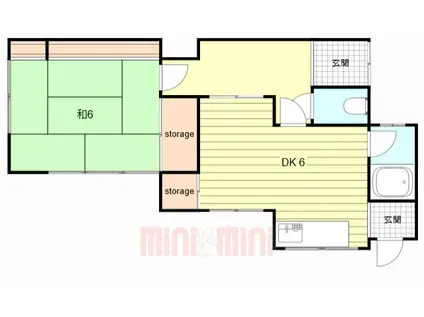 野間5丁目テラス平家(1DK/1階)の間取り写真
