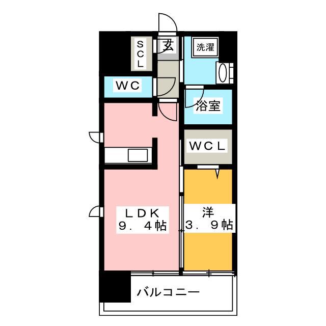 エンクレスト博多駅南SHARE(1LDK/3階)の間取り写真