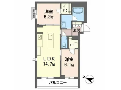 CASA ニックスV(2LDK/3階)の間取り写真