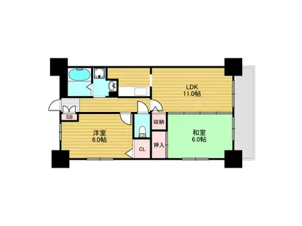 コートサンコーラル(2LDK/1階)の間取り写真