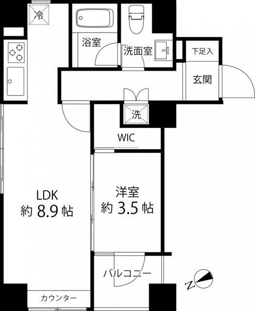 ハイリーフ上野(1LDK/10階)の間取り写真