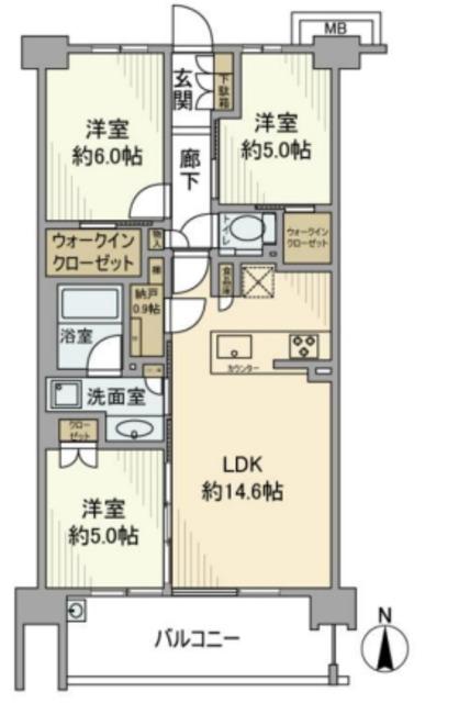 シティテラス荻窪エアーズコート(3LDK/4階)の間取り写真