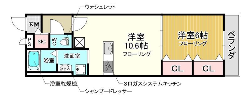 PRECIOUS HANA(1LDK/1階)の間取り写真