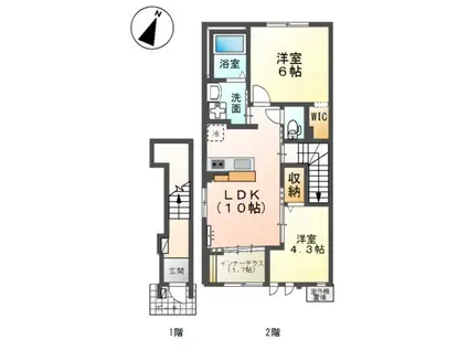 メゾン唐沢(2LDK/2階)の間取り写真