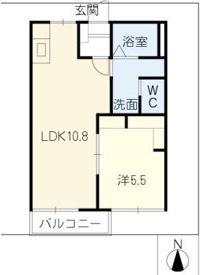 グリーンパーク棚橋 E棟(1LDK/2階)の間取り写真