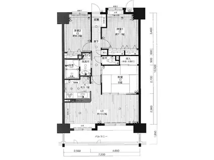 エバーライフネアシティ久留米壱番館(3LDK/2階)の間取り写真