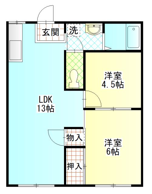 フォーブル酒匂C(2LDK/1階)の間取り写真