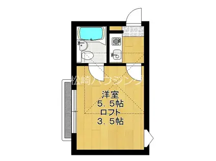 パールハイム(1K/2階)の間取り写真
