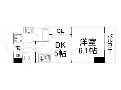 S-FROT福島EBIE(1DK/9階)の間取り写真