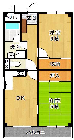 エリーナⅡ(2DK/2階)の間取り写真