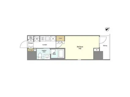 ジオエント門前仲町(1K/8階)の間取り写真