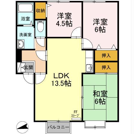 メゾンパークス(3LDK/1階)の間取り写真