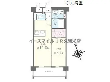 サンスクエアII(1LDK/6階)の間取り写真