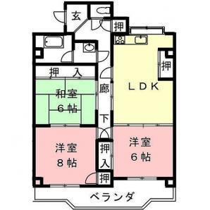神谷西ビル(3LDK/3階)の間取り写真