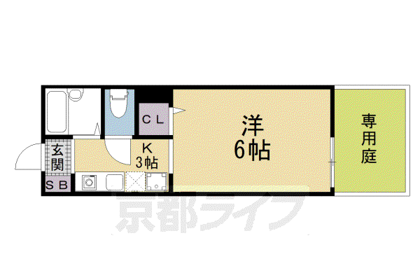 セジュール冨井(1K/1階)の間取り写真