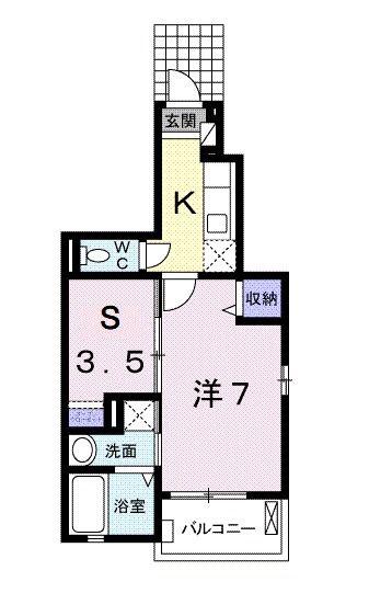 エルベッタ城東(1SK/1階)の間取り写真