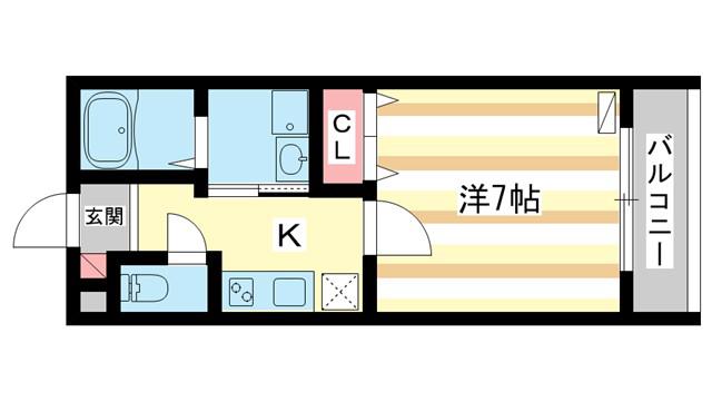 ジーメゾン富雄エヴァース(1K/1階)の間取り写真