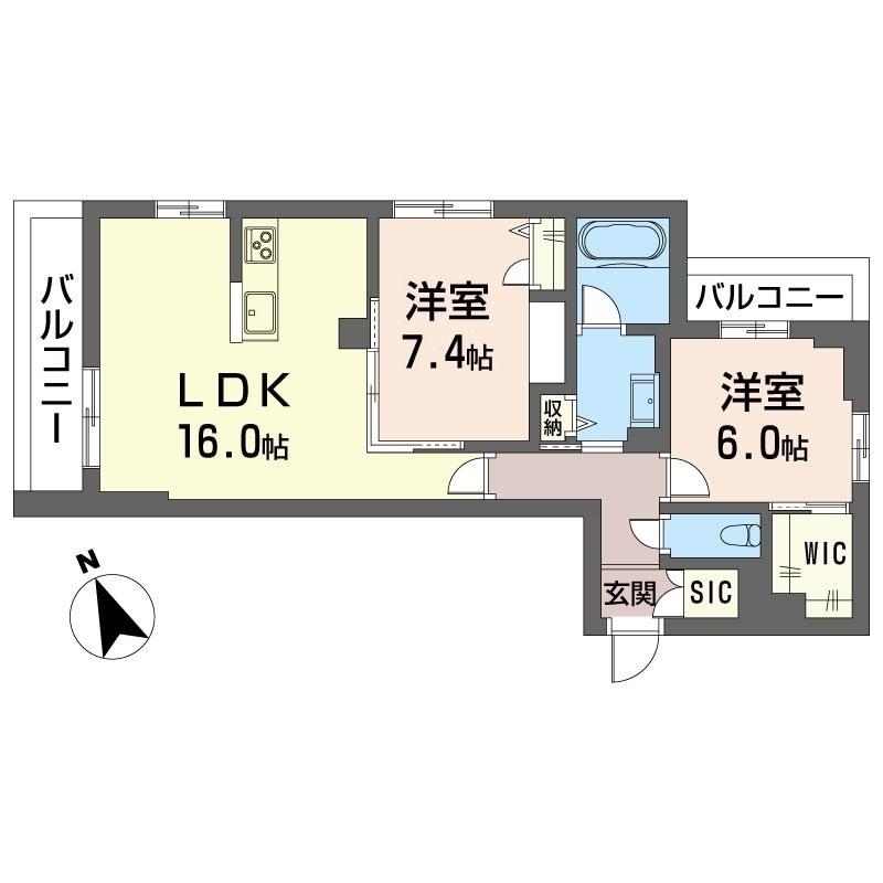 リーブリット吉祥寺(2LDK/2階)の間取り写真