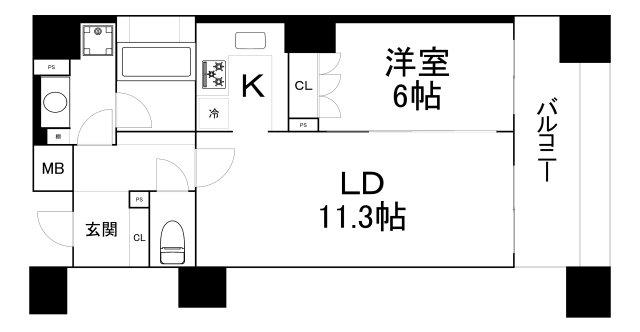 リーガル四ツ橋立売堀II(1LDK/3階)の間取り写真