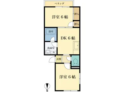 リンカン2IN1(2DK/2階)の間取り写真