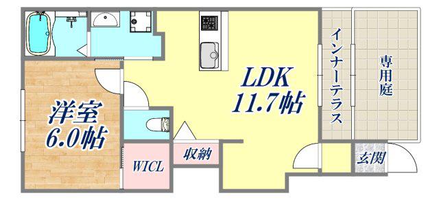 セント・グレース武庫川2(1LDK/1階)の間取り写真