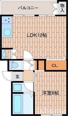 ハコス摂(1LDK/2階)の間取り写真