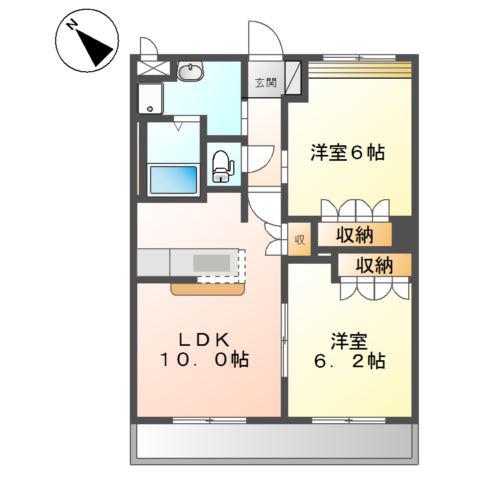 フリーデン(2LDK/2階)の間取り写真