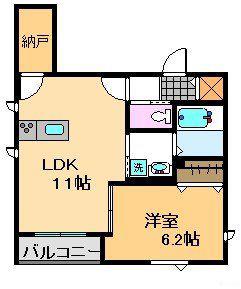 MIDGAR壱番館(1LDK/2階)の間取り写真