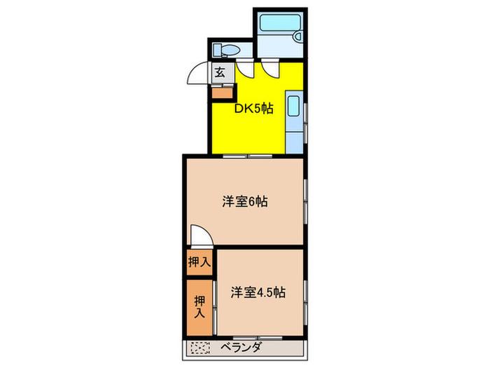 泉ハイツ(2DK/4階)の間取り写真