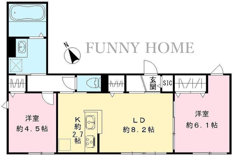 ミモザパル(2LDK/1階)の間取り写真