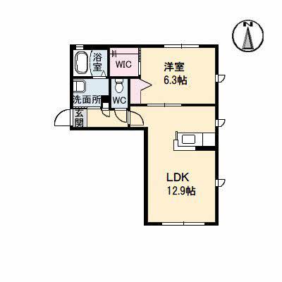 沖洲清流荘(1LDK/1階)の間取り写真