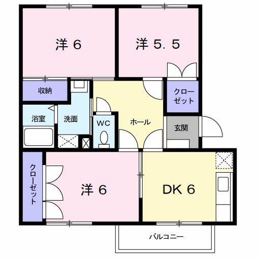 ニューエルディム上吉田(3DK/2階)の間取り写真