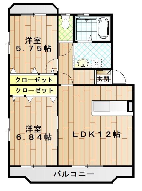レジェンⅠ(2LDK/3階)の間取り写真