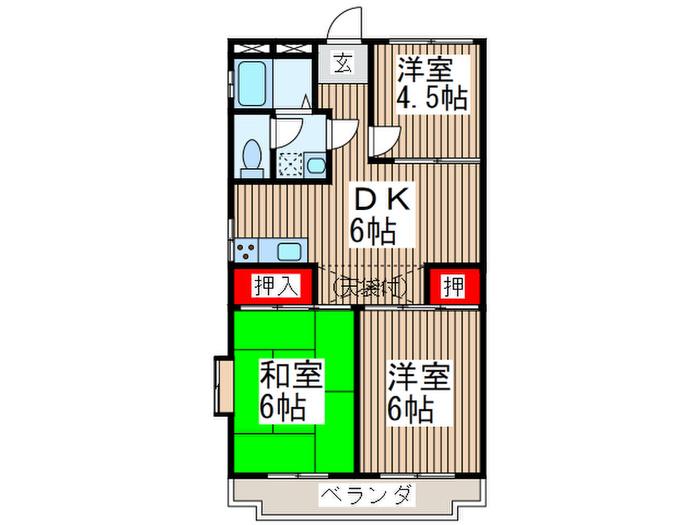 カーサ小島(3DK/3階)の間取り写真