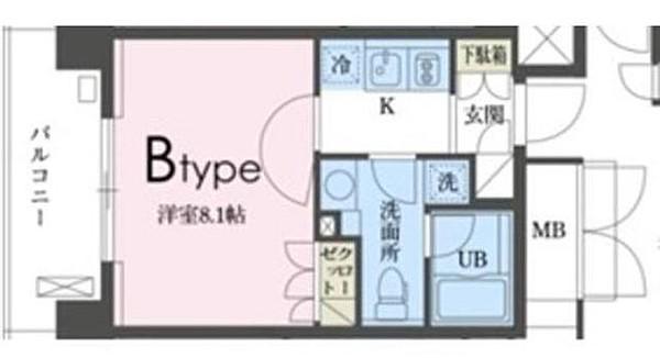 ガレリア東新宿(1K/2階)の間取り写真