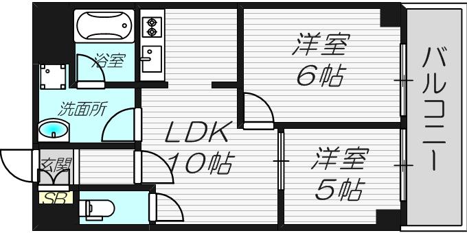 ベストレジデンス岸里(2LDK/4階)の間取り写真