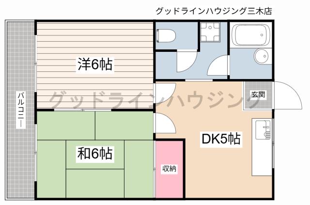 エスペランサ井上(2DK/3階)の間取り写真
