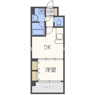 プレジオ中津(1DK/9階)の間取り写真