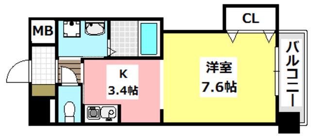 サウス アルカディア(1K/4階)の間取り写真