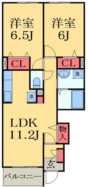 フォーリストC(2LDK/1階)の間取り写真