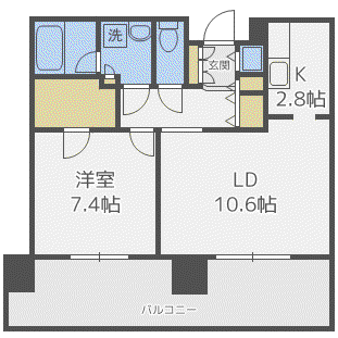 ビッグパレス南5条(1LDK/7階)の間取り写真